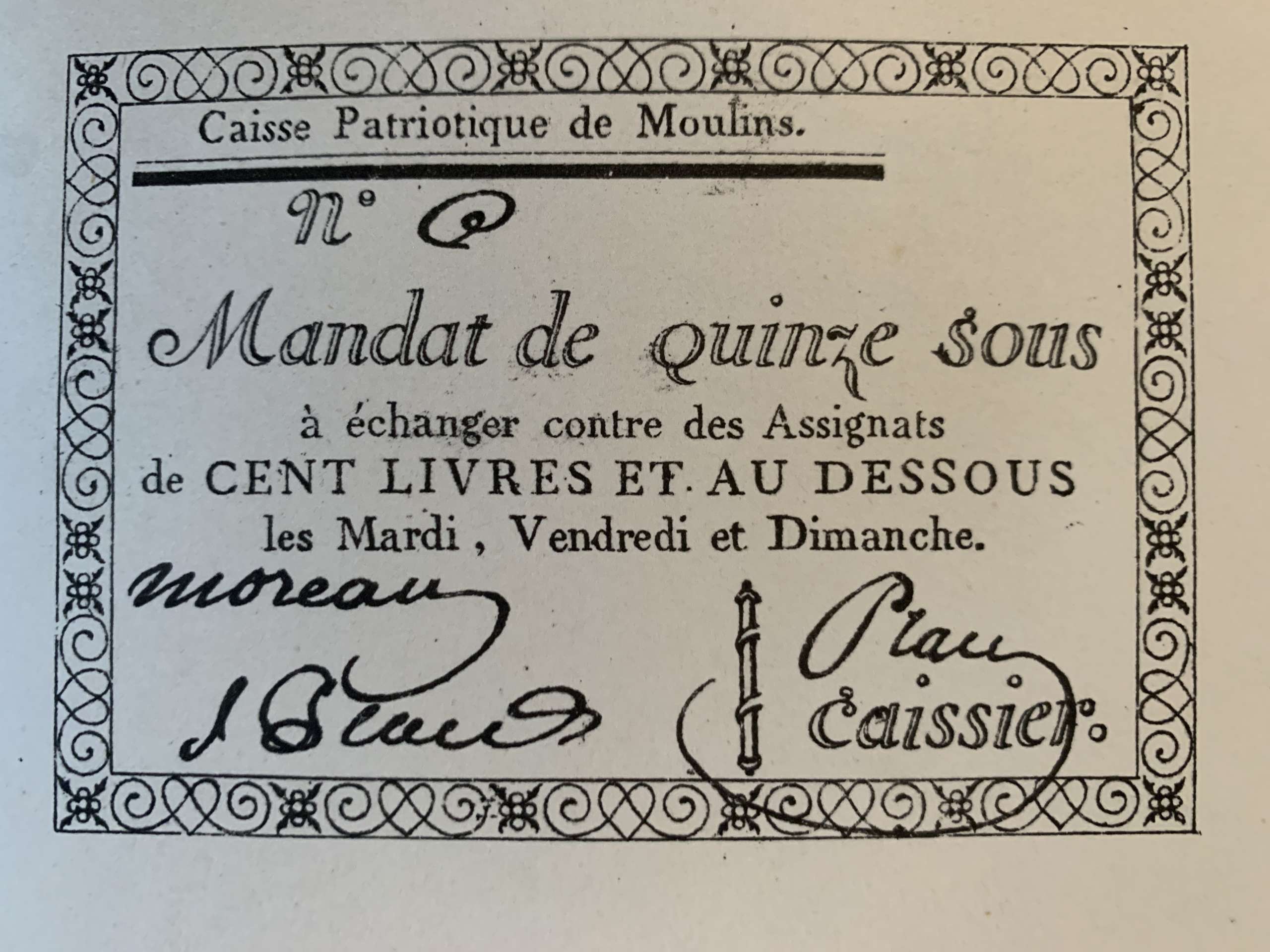 Les billets de confiance en Bourbonnais